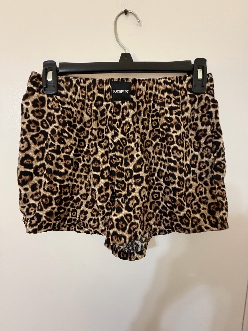 JoySpun Women's Leopard Print Athletic Lounge Shorts - Brown